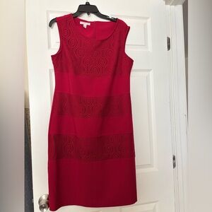 London Style Collection Red Lace Panel Sheath Dress
